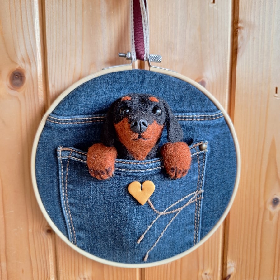 Daschund Pocket - Black and Tan