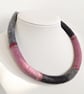 Felted cord necklace - shades of greys and pink