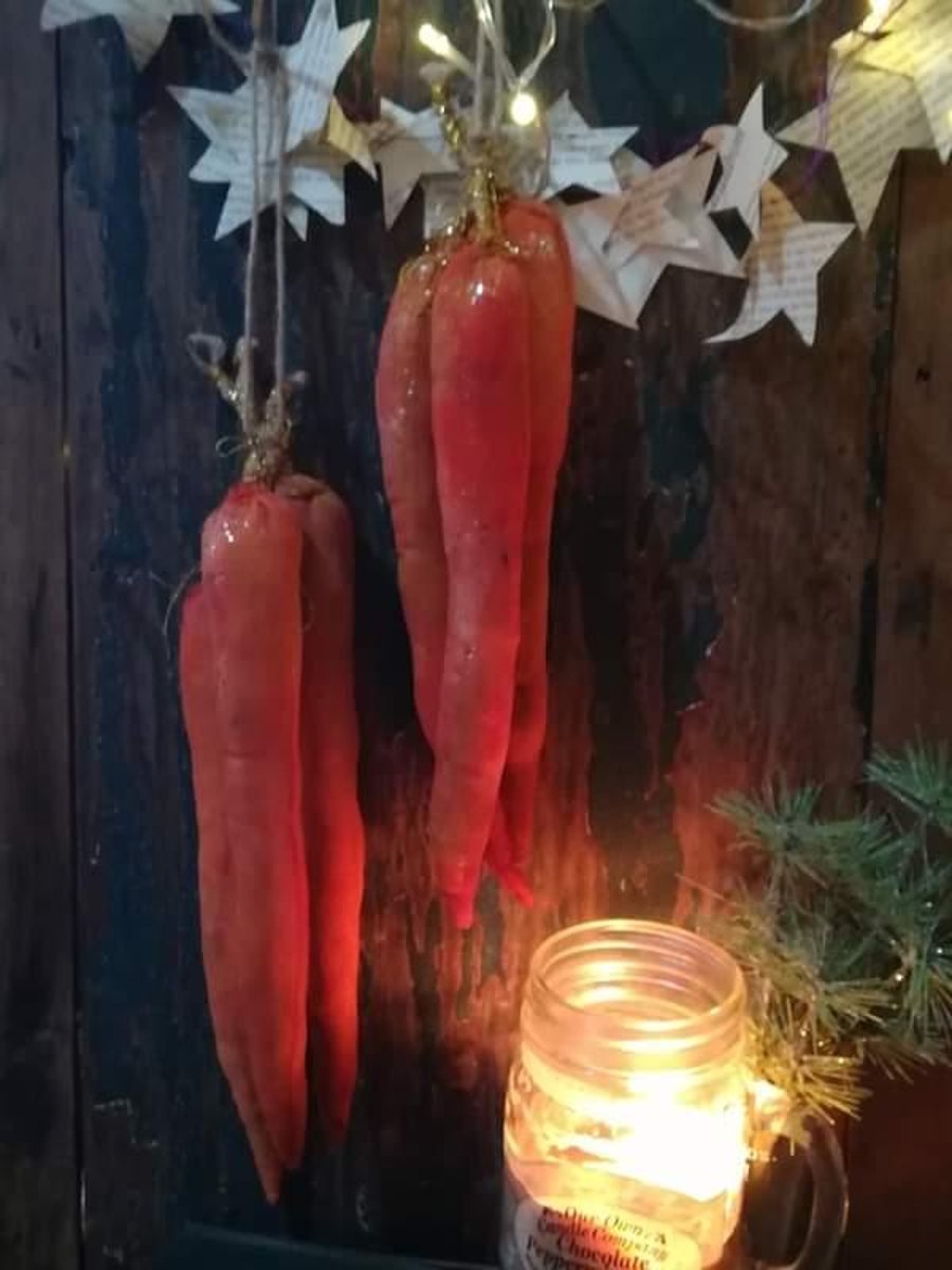 Primitive textile art wall hanging, carrots, christmas decor, christmas carrots
