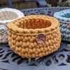 Crochet container, storage pot, desk tidy, recycled