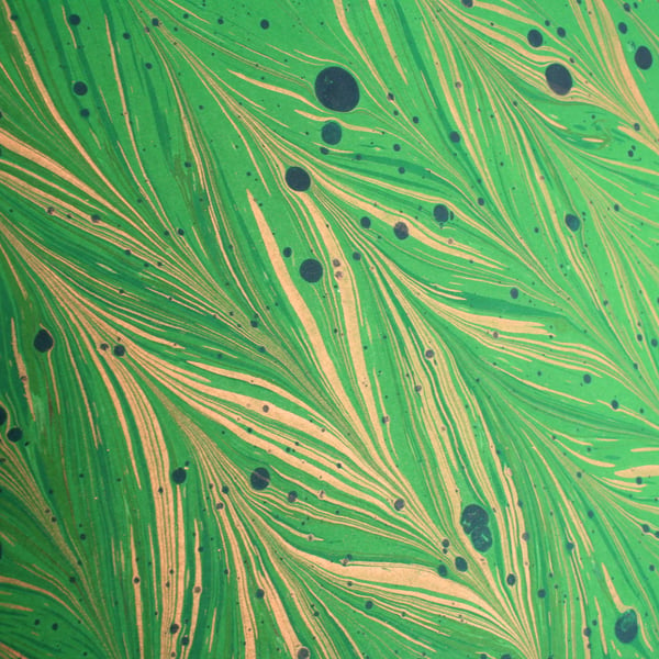 A4 Marbled card sheet for card making and die cutting green copper feather