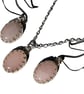 Sterling Silver Rose Quartz Crystal Gemstone Necklace & Earrings Gift Set - Image 2