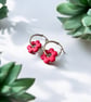 Fire Red Flower Hoop Earrings - Image 6