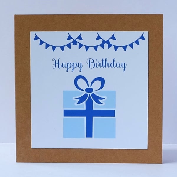 'Colourful Card' Men's Birthday Present with Blue Bunting Card 