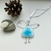 Blue fused glass fairy, angel, gift for friend