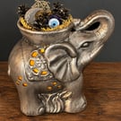 Upcycled Elephant Light. Evil Eye & Crescent Moon Mystical Home Décor