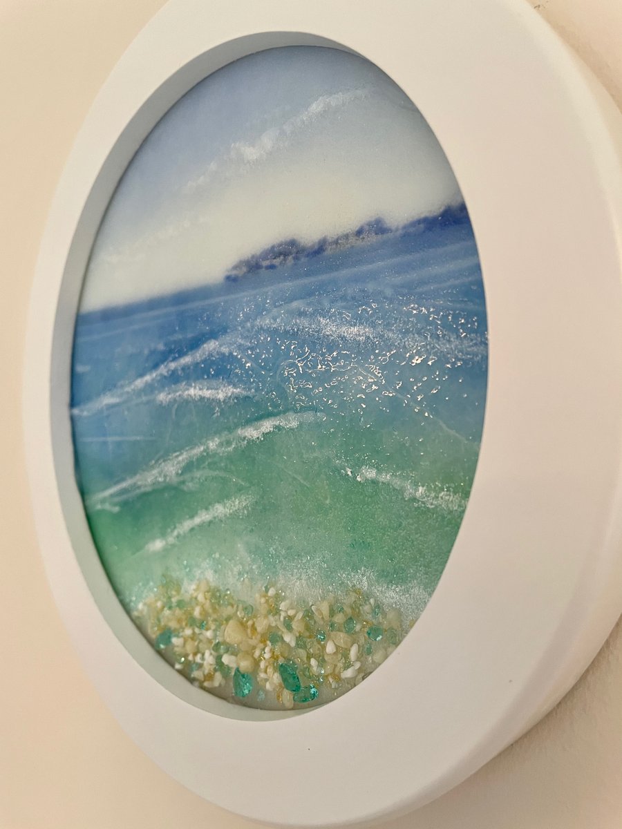 Porthole seascape fused glass picture