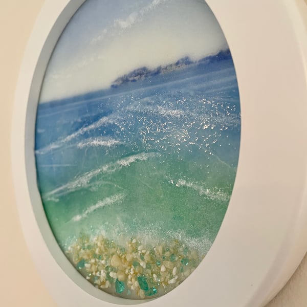 Porthole seascape fused glass picture