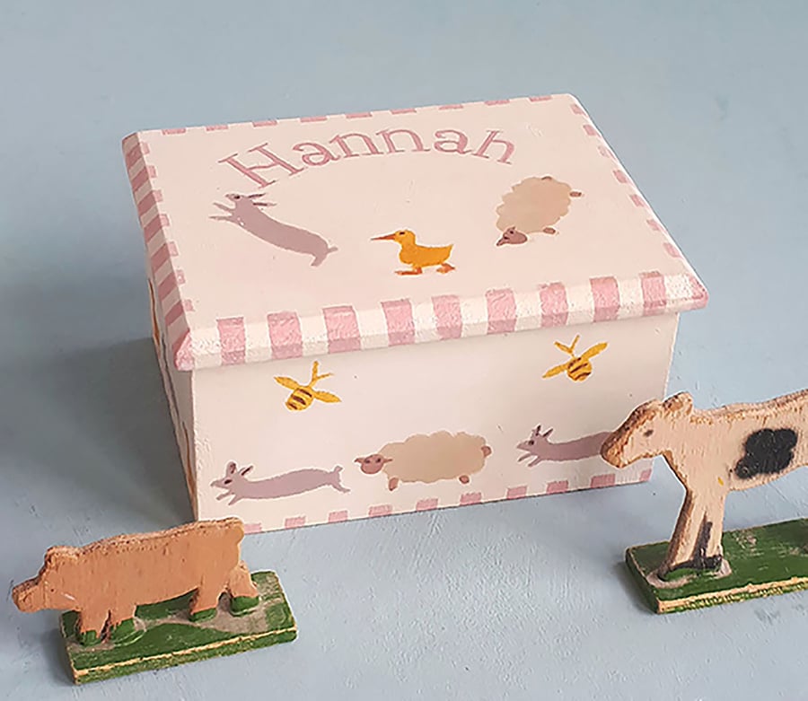 Farm Animals, Small Keepsake Box, Personalised Gift