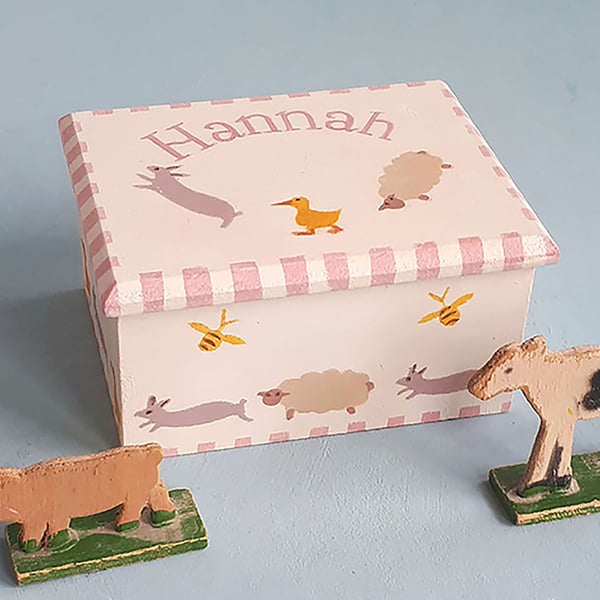 Farm Animals, Small Keepsake Box, Personalised Gift