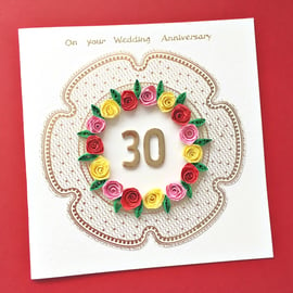 Wedding anniversary card  - personalised to ANY number