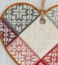 Red Grey Diamonds: Decoupaged Wooden Hanging Heart 15cm (6") - Image 5