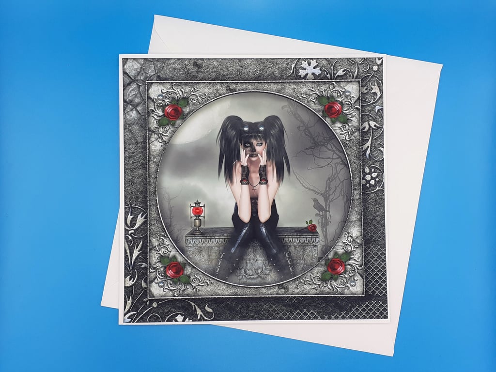 Gothic Birthday Card - 8x8 inches, 20x20cms, 