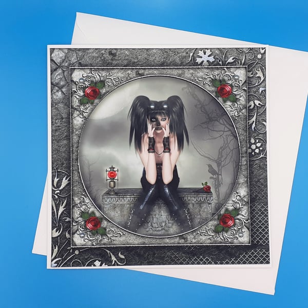 Gothic Birthday Card - 8x8 inches, 20x20cms, 