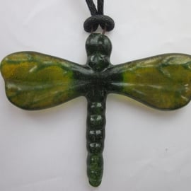 Handmade cast glass dragonfly pendant or ornament - Hobson's brook