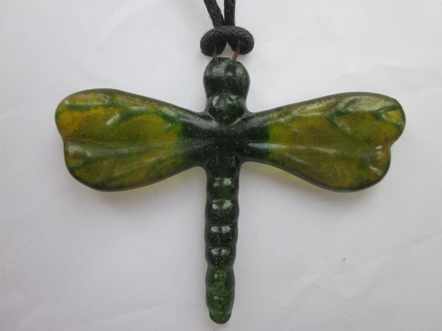 Handmade cast glass dragonfly pendant or ornament - Hobson's brook