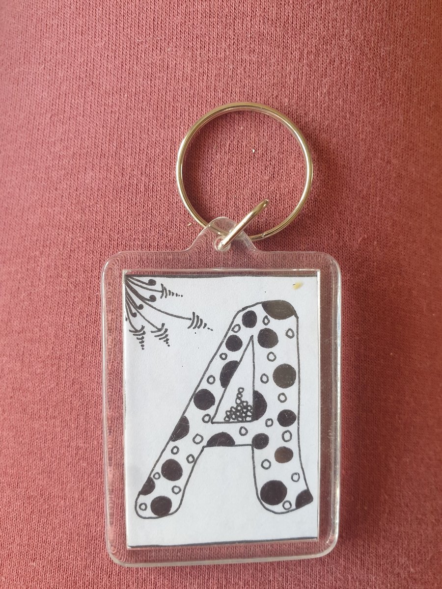 Hand drawn initial "A" keyring.
