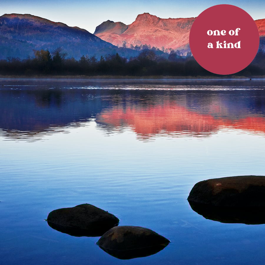 Elterwater Dawn sunrise Langdale Pikes Lake District Cumbria - Free UK Postage!