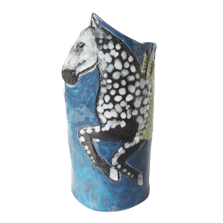 Hippocamp Art Ceramic Pot - Handmade