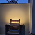 Table Lamp made from driftwood pallet with sea shells and an LED light strip