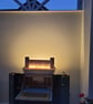 Table Lamp made from driftwood pallet with sea shells and an LED light strip