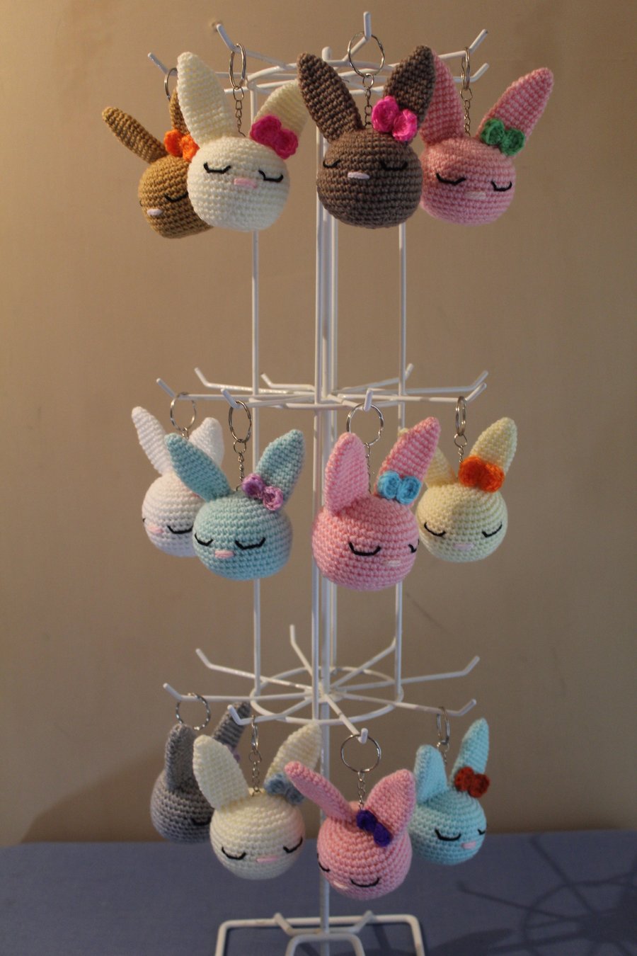 Crochet bunny head keyrings - Folksy