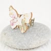 Statement Ring with Natural Wooden Butterfly