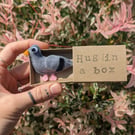 Pigeon, hug in a box, felt pigeon, handmade pigeon, pigeon fan