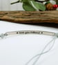 Sterling Silver Slim Bar Bracelet. Engraved Love you Millions on Waxed Cotton - Image 3