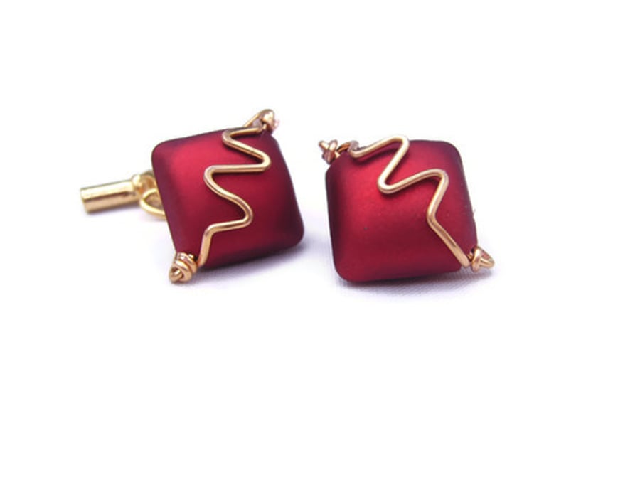  Gents Mens Cufflinks Wire & Bead