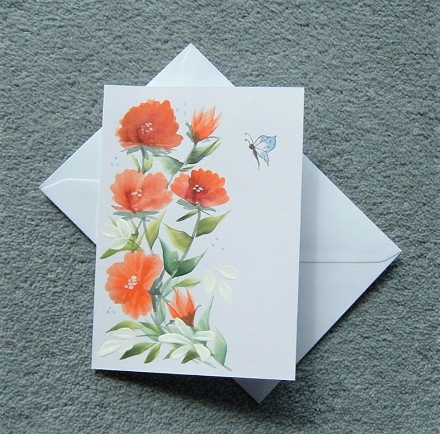 floral hand painted all occasion greetings card ( ref F 70 )