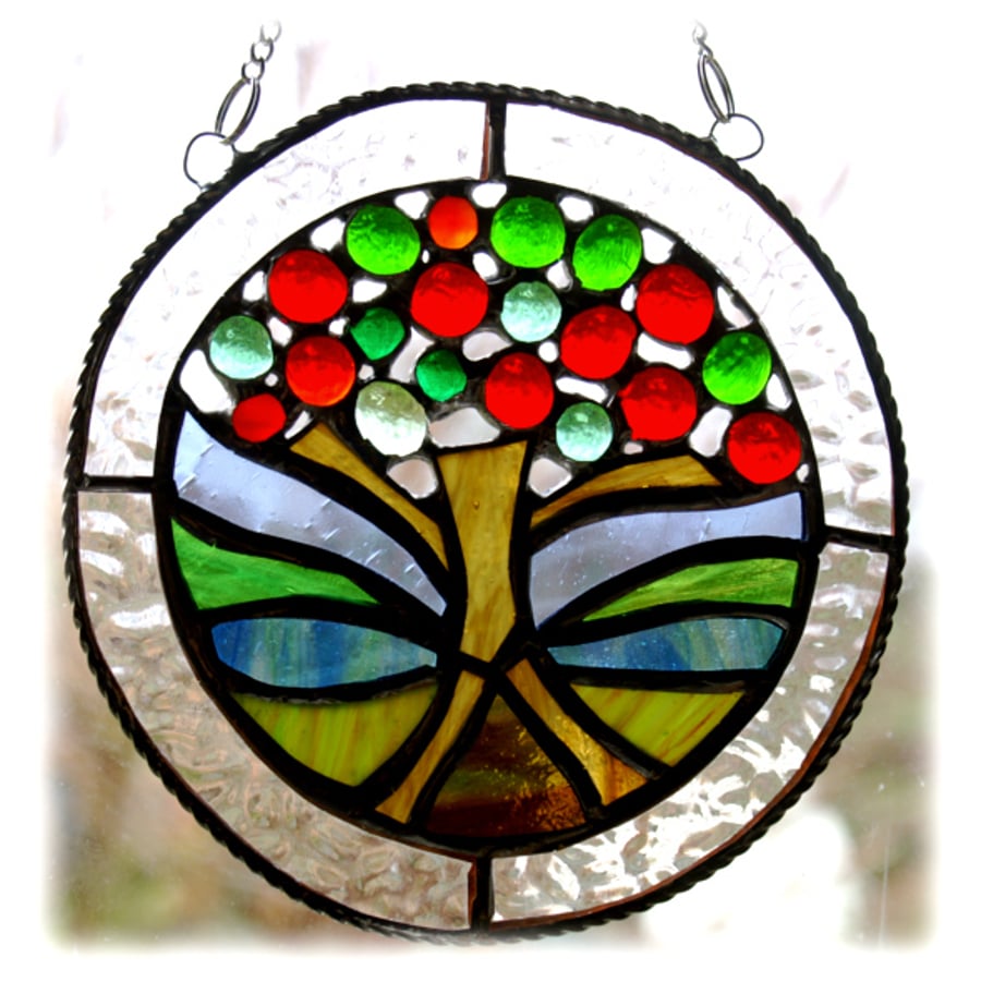 Apple Tree Suncatcher Stained Glass Fruit Ring Picture