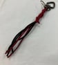 Black Red Suede Keyring Bag Charm w Gunmetal Heart Shaped Carabiner - Image 6