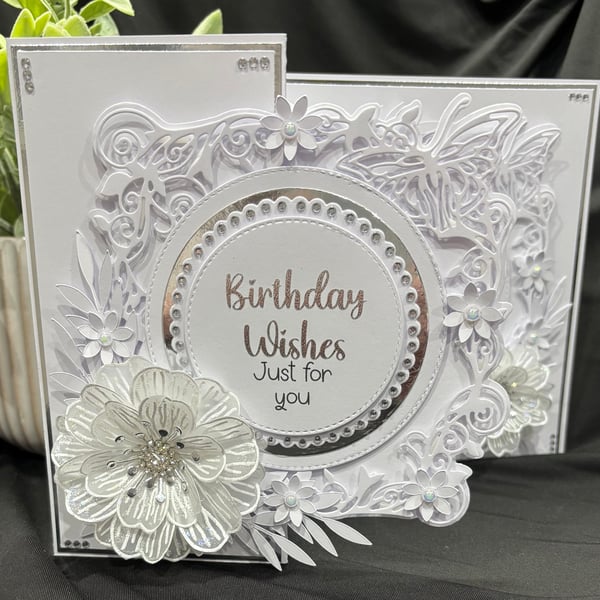 Personalised Luxury handmade Z-Fold Birthday card and decorated box