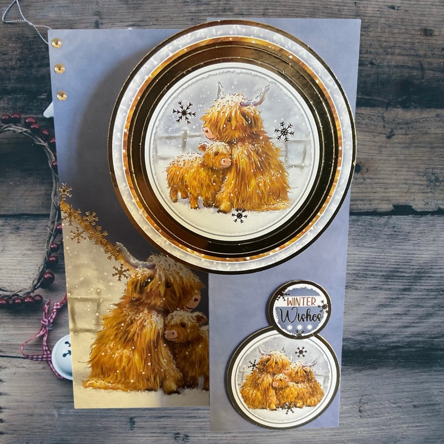 Luxury Highland Cattle Christmas card.