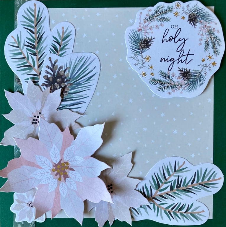 Christmas Card. Christmas Card with Poinsettias. 