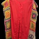     One of a Kind Upcycled Boho Tunic with Rainbow Granny Square Sleeves