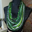 Handmade upcycled Boho loop scarf Apple Green