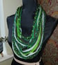 Handmade upcycled Boho loop scarf Apple Green
