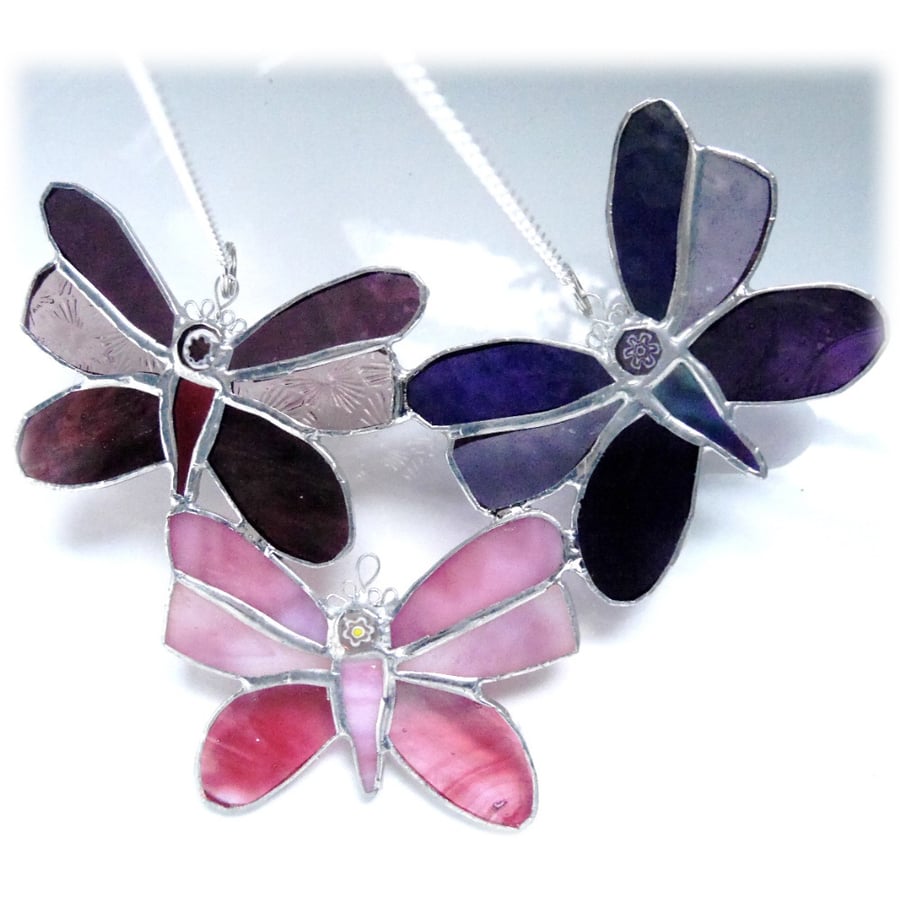 Trio of Butterflies Stained Glass Suncatcher 012