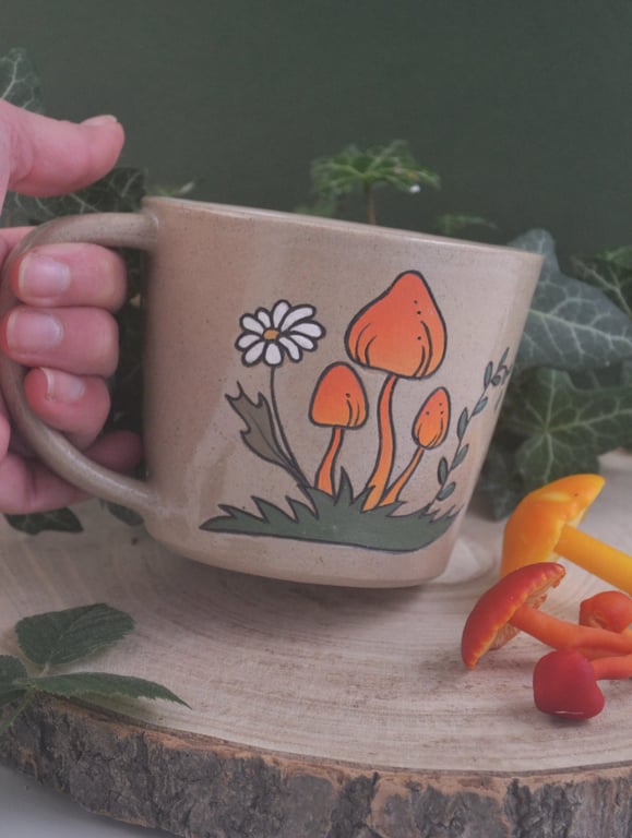 Hand painted stoneware mug