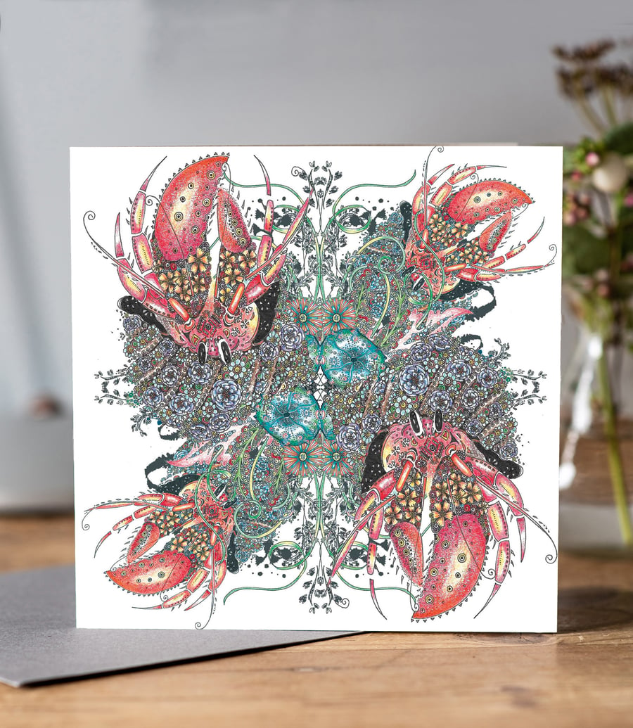 Hermit Crab Kaleidoscope Greeting card