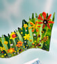 Fused Glass Wavy Panel - Large - Green - Orange - Yellow - Image 4