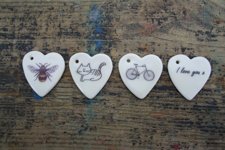 Small porcelain heart with hole