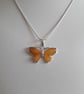 Amber Butterscotch Butterfly Necklace. Rare Amber, Sterling Silver, Gift