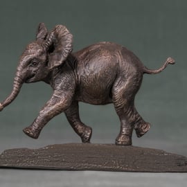 Playing Baby Elephant Animal Statue Small Bronze Resin Sculpture