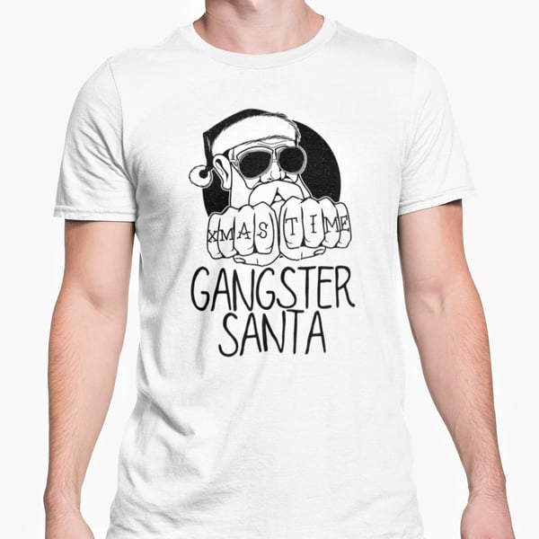 Gangster Santa Christmas T Shirt- Funny Joke Friends Banter Present