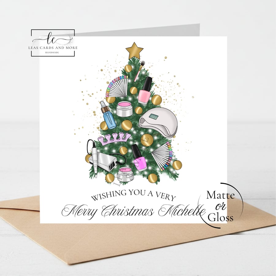 Handmade Nail Technician Merry Christmas Card