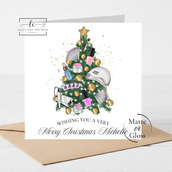 Handmade Nail Technician Merry Christmas Card