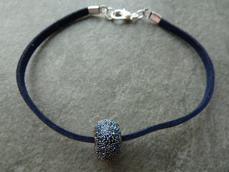 navy blue faux suede bracelet